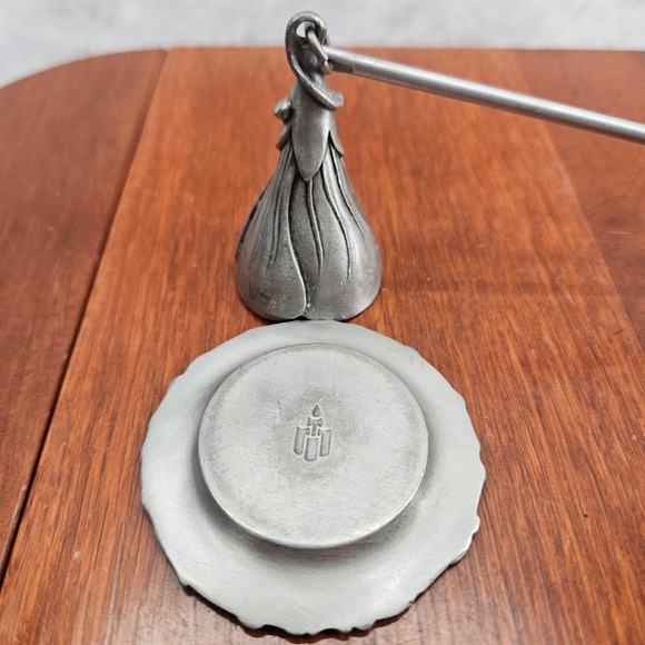 Vintage Partylite Enchantment Pewter Candle Snuffer Ornate Floral Base Art 31 - Picture 5 of 6